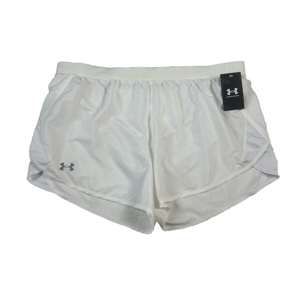 Under Armour UA Fly-By 2.0 Shorts Womens XL Running Gym Shorts 3” -White New - Picture 1 of 11